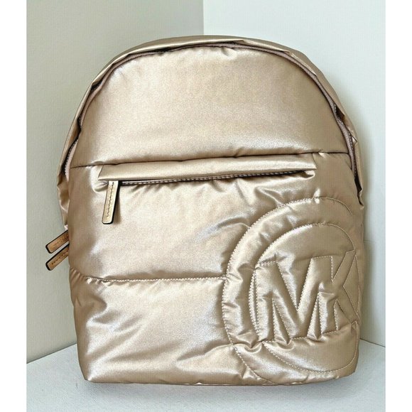 New Michael Kors Rae Medium Backpack Soft Quilted Polyester Rose Gold - Picture 2 of 6